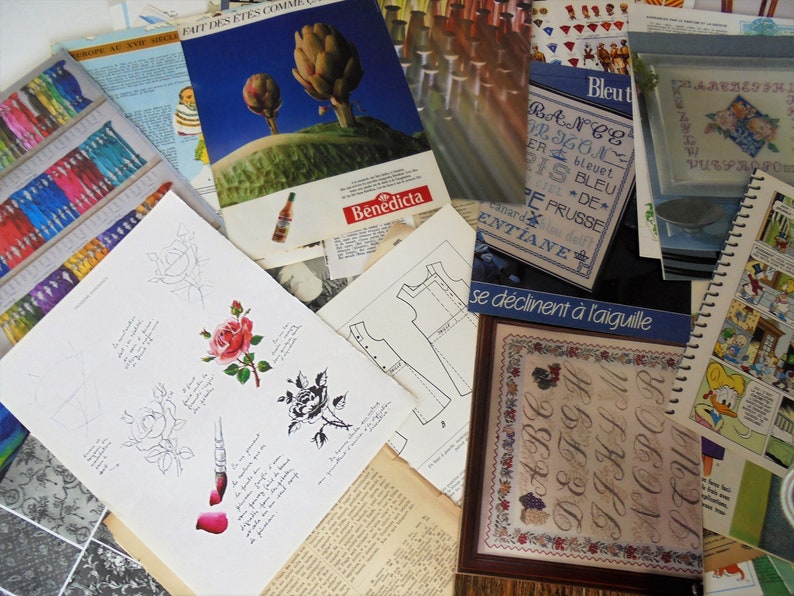 artisanat papiers , pack collage destach 1 kg 100 pages de divers magazines , livres collage , découpage image 9