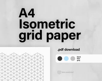 A4 Isometric Grid Paper – 5 mm 10 mm, Line and Dot Styles, Blue Grey Black, Printable PDF