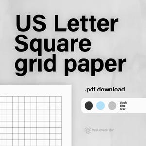 US Letter Square Grid Paper – 5 mm 10 mm, Line and Dot Styles, Blue Grey Black, Printable PDF