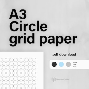 A3 Circle Grid Paper – 5 mm 10 mm, Tiled and Offset Styles, Blue Grey Black, Printable PDF
