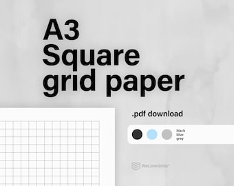 A3 Square Grid Paper – 5 mm 10 mm, Line and Dot Styles, Blue Grey Black, Printable PDF