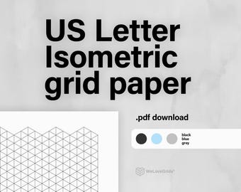 US Letter Isometric Grid Paper – 5 mm 10 mm, Line and Dot Styles, Blue Grey Black, Printable PDF
