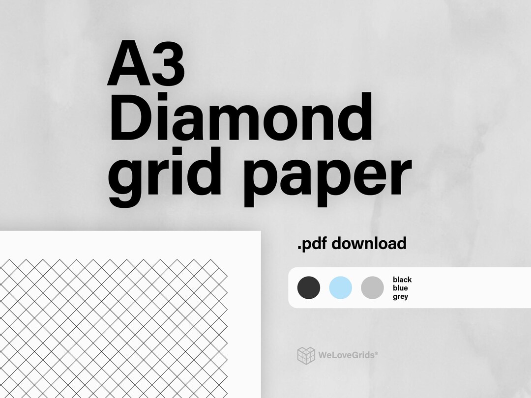 A3 diamond grid paper – 5 mm 10 mm, line and dot styles, blue grey black,  printable pdf - etsy