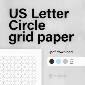 US Letter Circle Grid Paper – 5 mm 10 mm, Tiled and Offset Styles, Blue Grey Black, Printable PDF