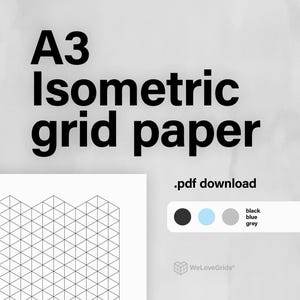 A3 Isometric Grid Papier – 5 mm 10 mm, Line and Dot Styles, Blau Grau Schwarz, printable PDF