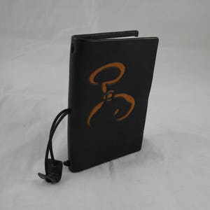 Yellow Sign leather reusable A6 notebook