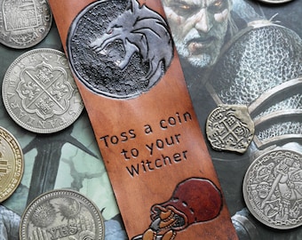 Coin for Witcher, leather bookmark