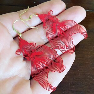 Pretty red fish earrings image 2