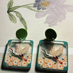 Statement stork blossom earrings… art deco. SECONDS