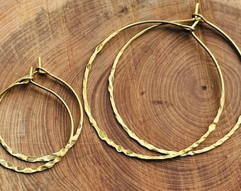 Hammered hoop earrings.