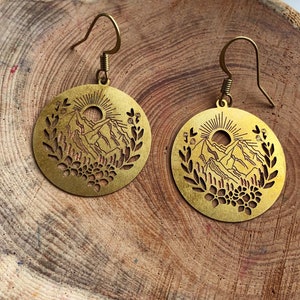 Mountain scenery brass earrings