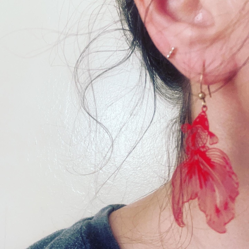 Pretty red fish earrings image 1