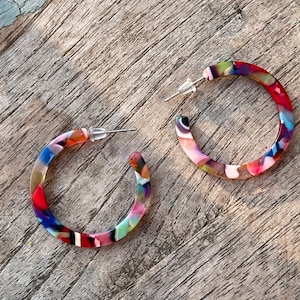 Acrylic multi coloured hoop earring … six design’s