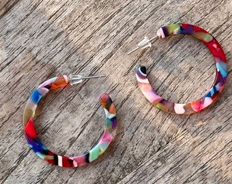 Acrylic multi coloured hoop earring … six design’s