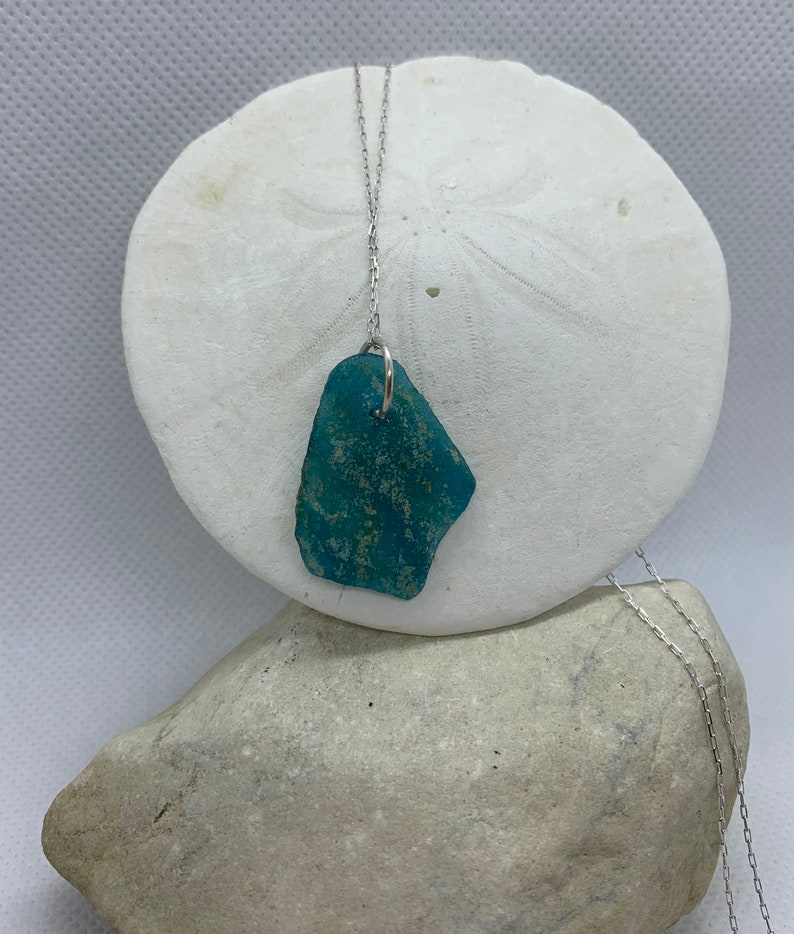 Ancient Roman Glass Pendant with Sterling Silver Chain