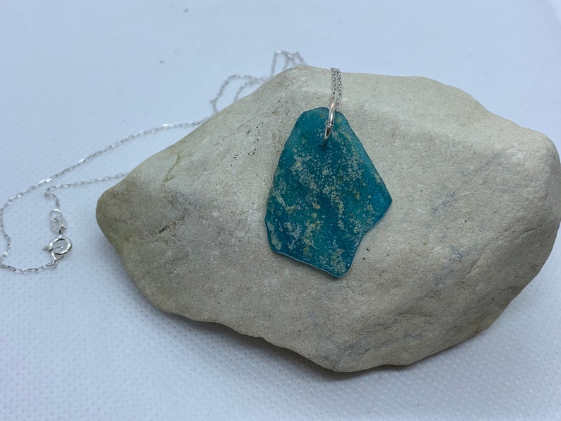 Ancient Roman Glass Pendant with Sterling Silver Chain