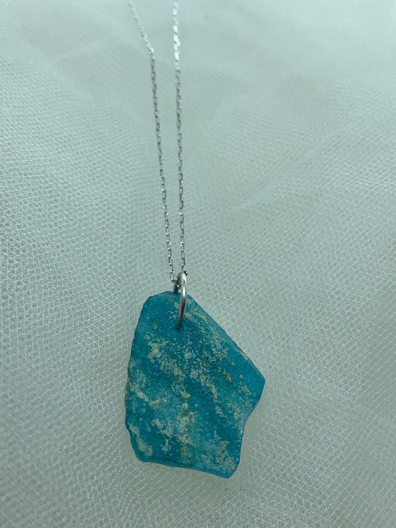 Ancient Roman Glass Pendant with Sterling Silver Chain