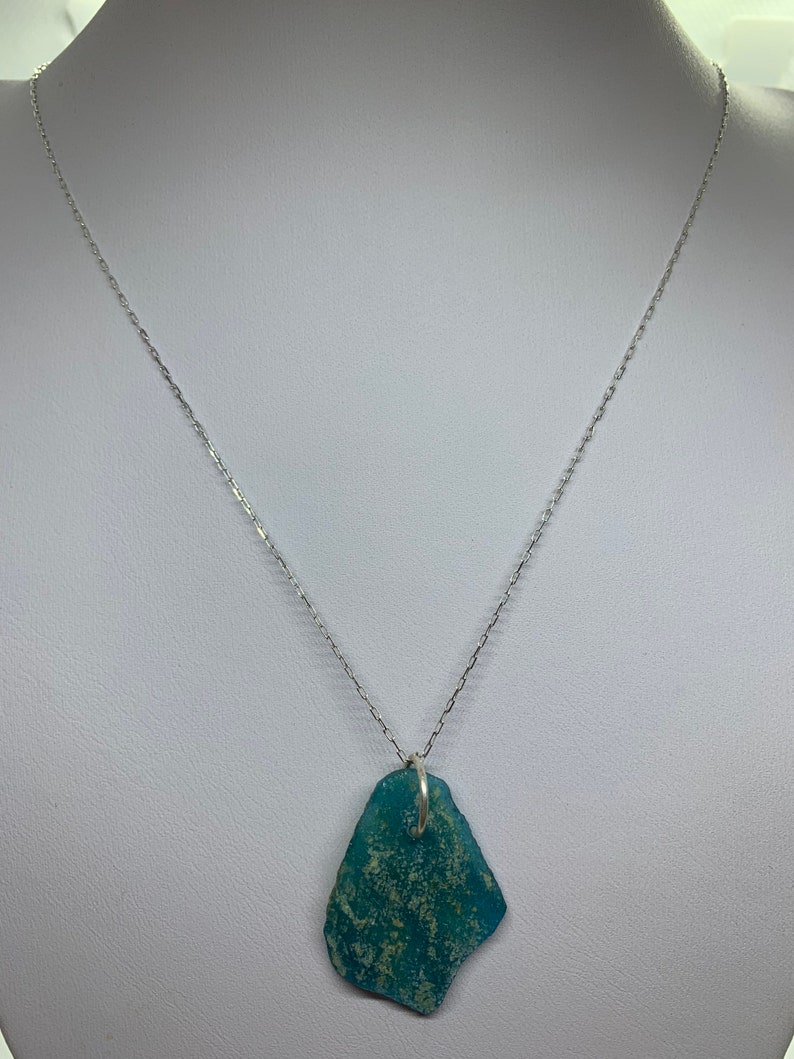 Ancient Roman Glass Pendant with Sterling Silver Chain