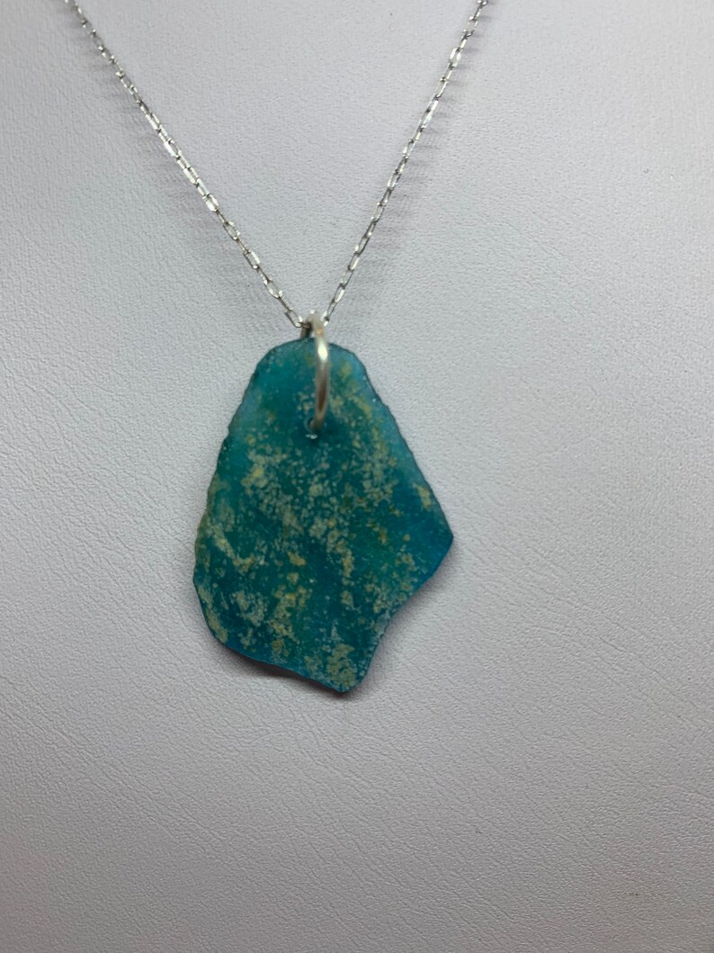 Ancient Roman Glass Pendant with Sterling Silver Chain