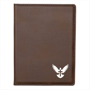 Leather Cross on Dove Passport Holder - Christian Passport Holder