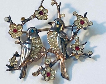 Moeller Marner Sterling Love Birds Brooch Jewels Julio Marsella Vermil Vintage