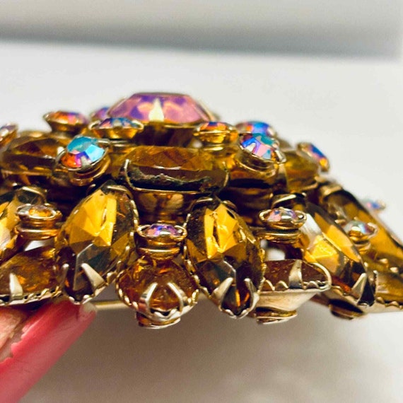Beau Jewels Vintage Brooch Honey Amber Stones Fal… - image 5