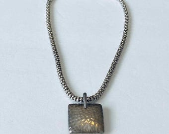 Silpada Sterling Silver Popcorn Chain with Hammered Pendant Necklace 30.9 grams