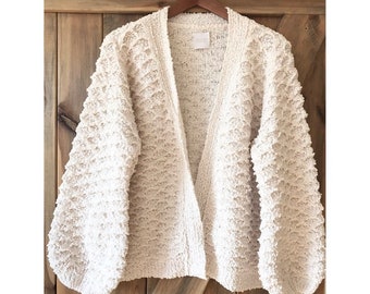 Chunky Soft Cardigan, Ivory Cardigan