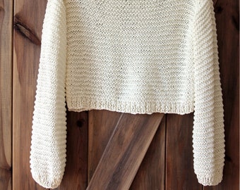 Short Cotton Sweater, Summer Sweater, Knit Sweater