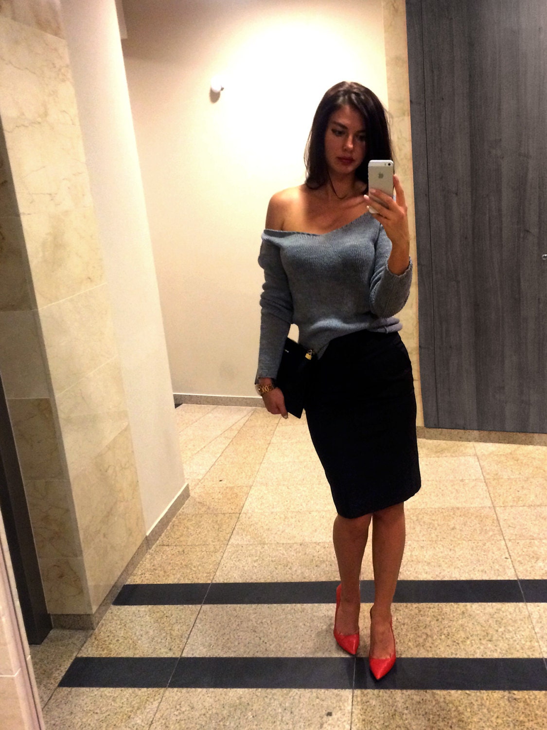 Grey Off Shoulder Sweater main image 0