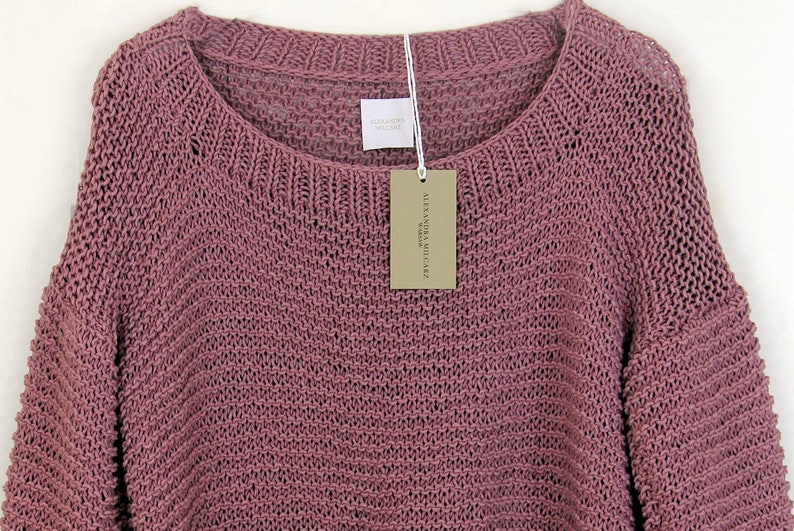 Open Waves Sweater Rose Loose Sweater Off Shoulder Sweater Chunky Knit Oversized Sweater