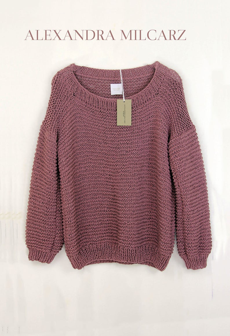 Open Waves Sweater Rose Loose Sweater Off Shoulder Sweater Chunky Knit Oversized Sweater