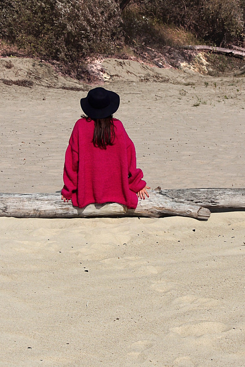 Rouge Chunky Cardigan, Australian Wool Cardigan, Cardigan, Chunky Knit Cardigan, Handknitted Cardigan, Oversized Cardigan image 3