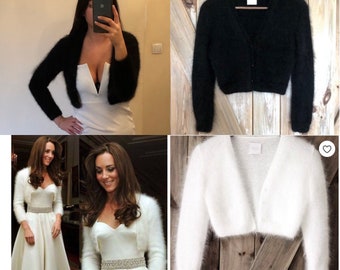 Angora Bolero,  Rabbit Angora Sweater, French Angora Sweater, Bridal Sweater