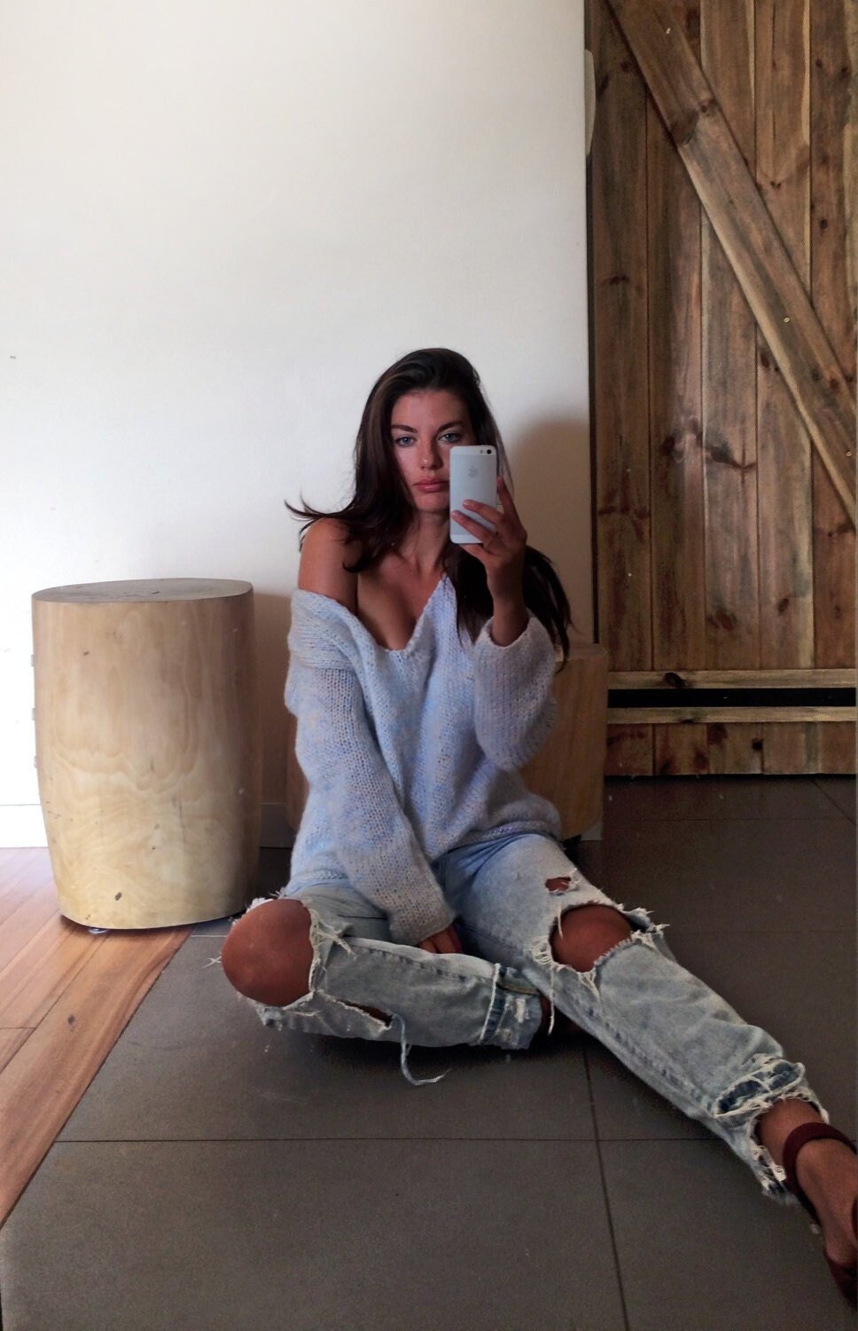 Cozy off Shoulder Sweater, Cozy Sweater, Blue Sweater, Melange Sweater, Fluffy Sweater - Etsy