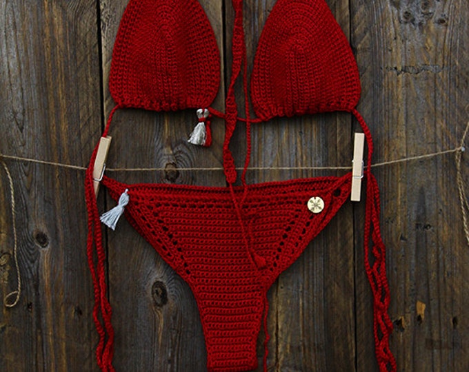 Red Crochet Bikini Etsy