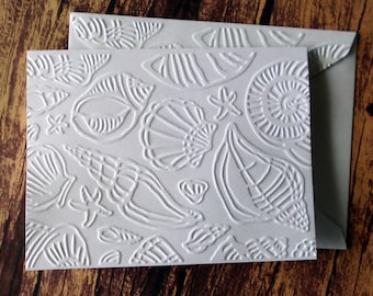 Seashells Pattern Notecard Box Set of 8
