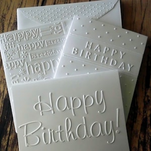 6 Assorted Birthday Cards, White Embossed Birthday Card Set, Birthday Greeting Cards, Happy Birthday Cards, Variety Pack of Birthday Cards