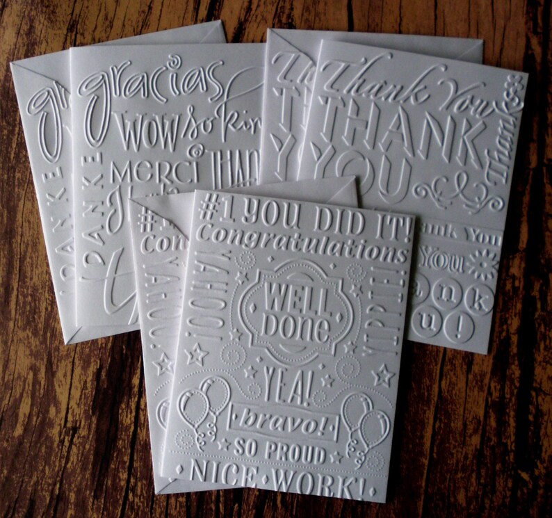 Assorted Cards, Set of 12, Embossed Greeting Card Set, Birthday Cards ...