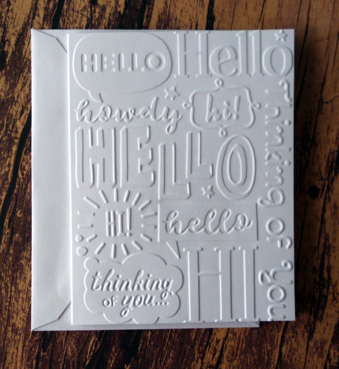 Hello Cards, Set of 5, Embossed Thinking of You Greeting Cards, Blank ...