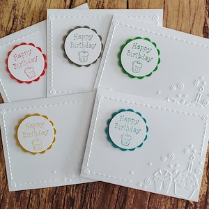 Birthday Cards, Set of 5, Embossed Cupcake Birthday Cards, Stamped Birthday Cards, Assorted Birthday Cards, Variety Pack, Greeting Card Set
