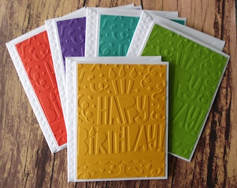 Assorted Birthday Cards, Set of 5, Variety Pack, Embossed Birthday Cards for Kids, Adults, Children, Greeting Cards, Colored Assortment