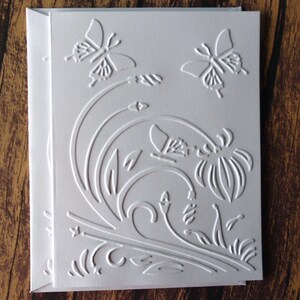 Butterfly Cards, Set of 5, Embossed Butterflies on Flower Note Cards ...