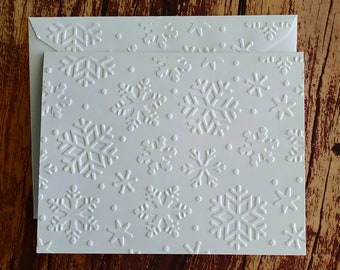 Embossed Snowflake Cards, Set of 5, Christmas Card Pack, Holiday Geeeting Cards, Winter Note Cards, Winter Stationery, Minimalist Cards