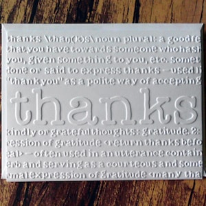 Thank You Cards, Set of 5, Embossed Thank You Greeting Cards, Graduation Thank You Cards, Wedding Thank You Cards, White Thanks Card Set