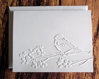 Bird Cards, Set of 5, Embossed Bird Note Cards, Gift for Bird Lovers, Blank Greeting Cards, Bird Stationery Set, Mother's Day Gift for Her