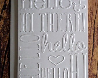 Hello Cards, Set of 5, Embossed Thinking of You Greeting Cards, Blank Note Cards, Stationery Set, Gift for Her, Just Because Cards