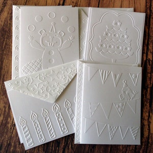 Birthday Card Set of 14, Assorted White Embossed Birthday Cards, Assorted Birthday Cards, Birthday Greeting Cards, Birthday Variety Pack image 3