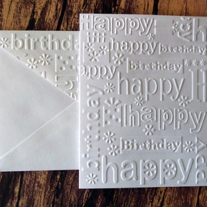 Birthday Cards, Set of 5, White Embossed Happy Birthday Card Pack ...
