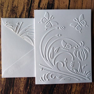 Butterfly Cards, Set of 5, Embossed Butterflies on Flower Note Cards ...
